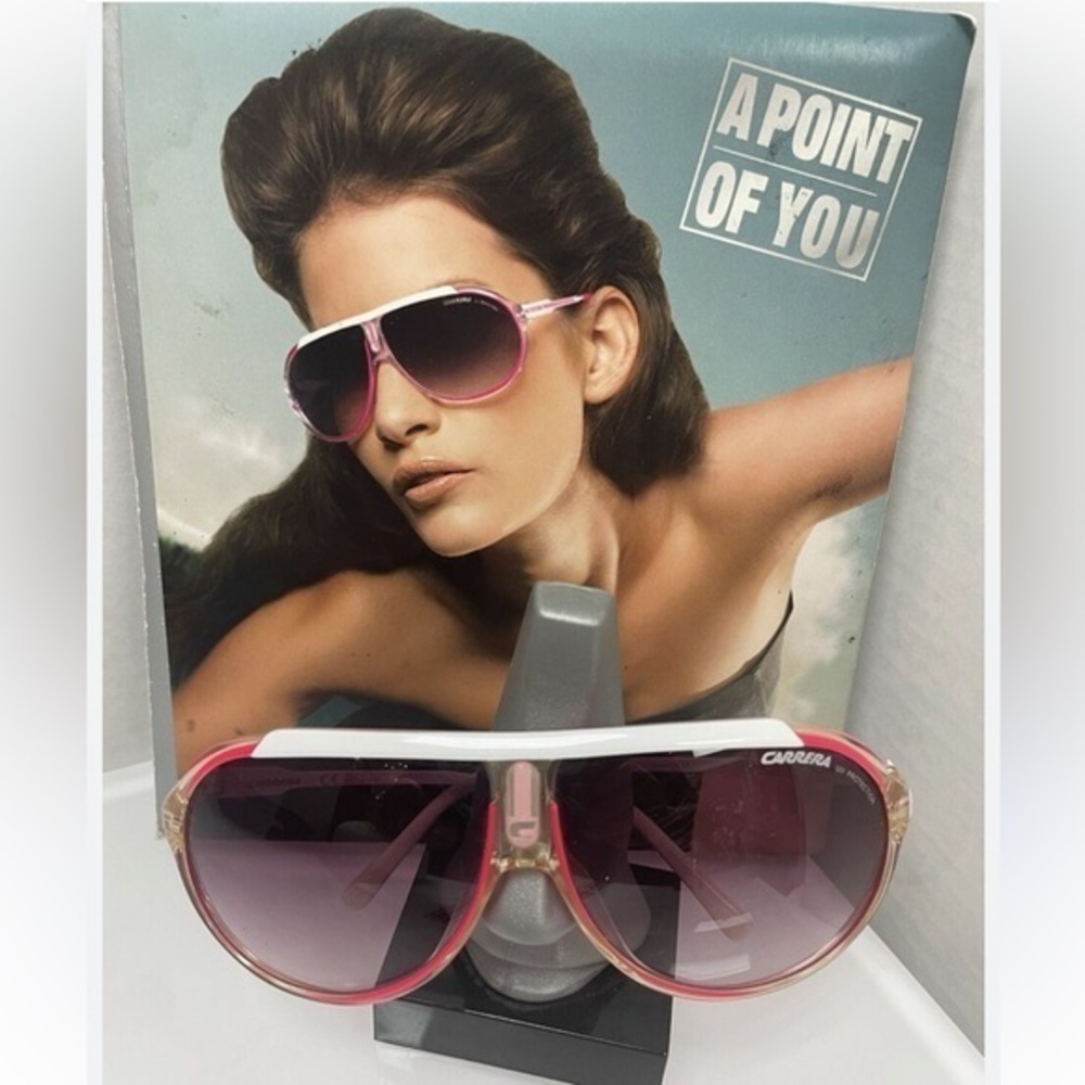 Vintage Carrera "Endurance" Sunglasses - Pink / Crystal / White - Made in Italy